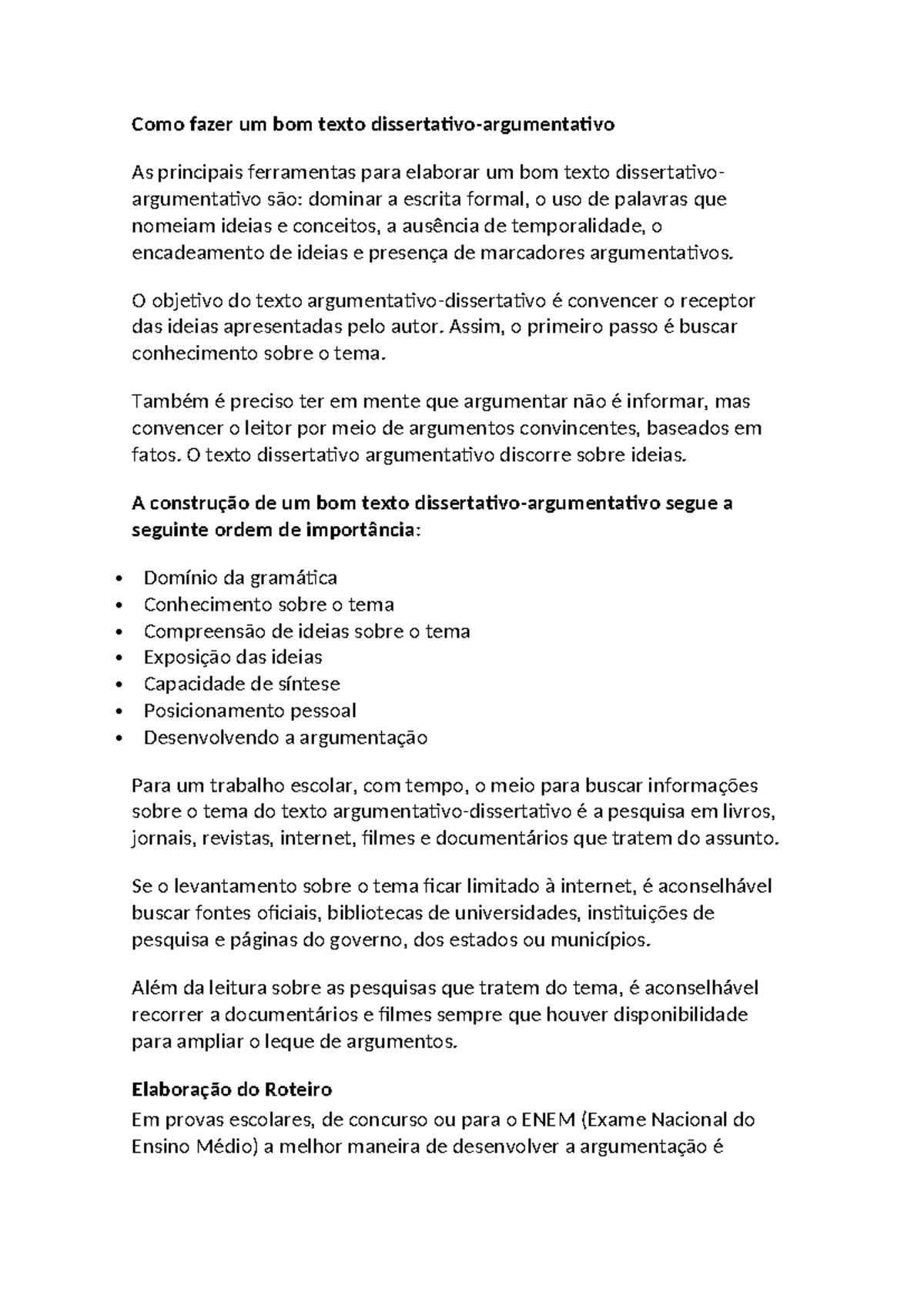 Como fazer um bom texto dissertativo - Como fazer um bom texto ...