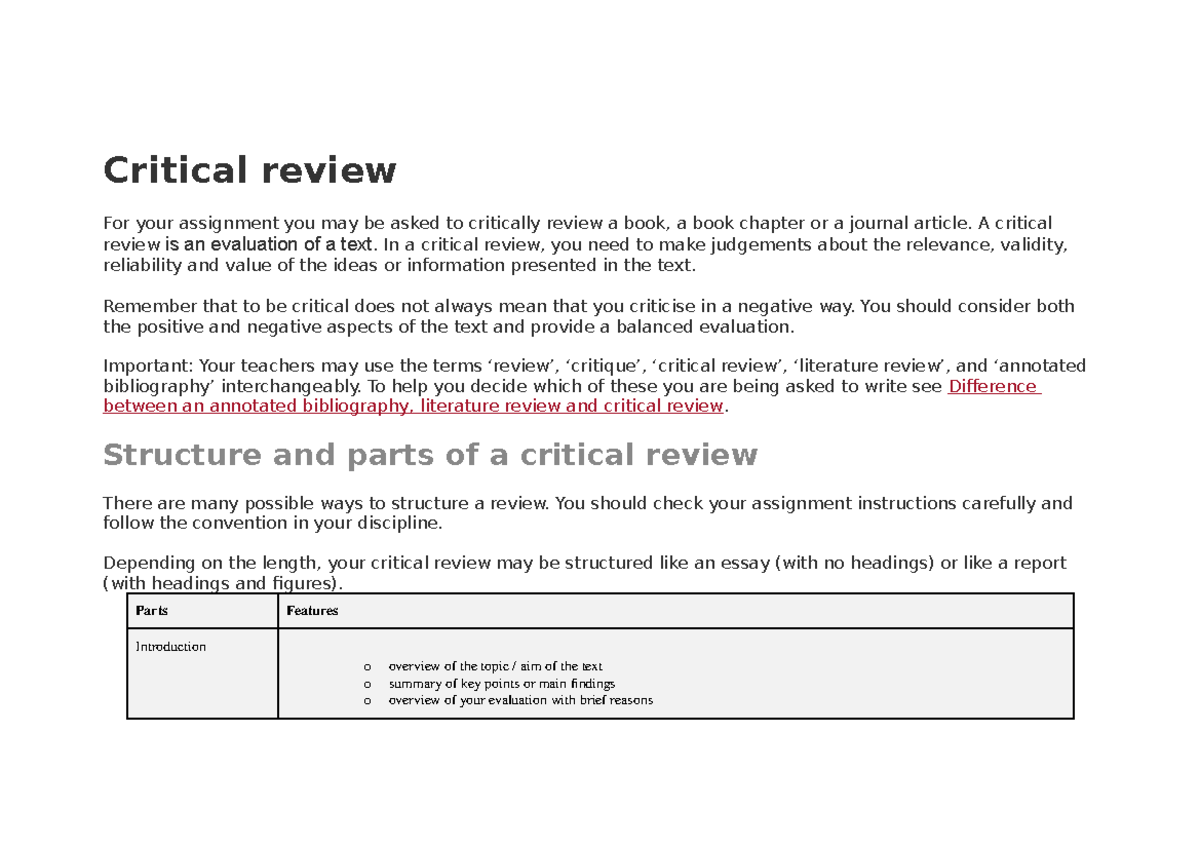 BBA111 How To Write Commentaries - Critical Review For Your Assignment ...