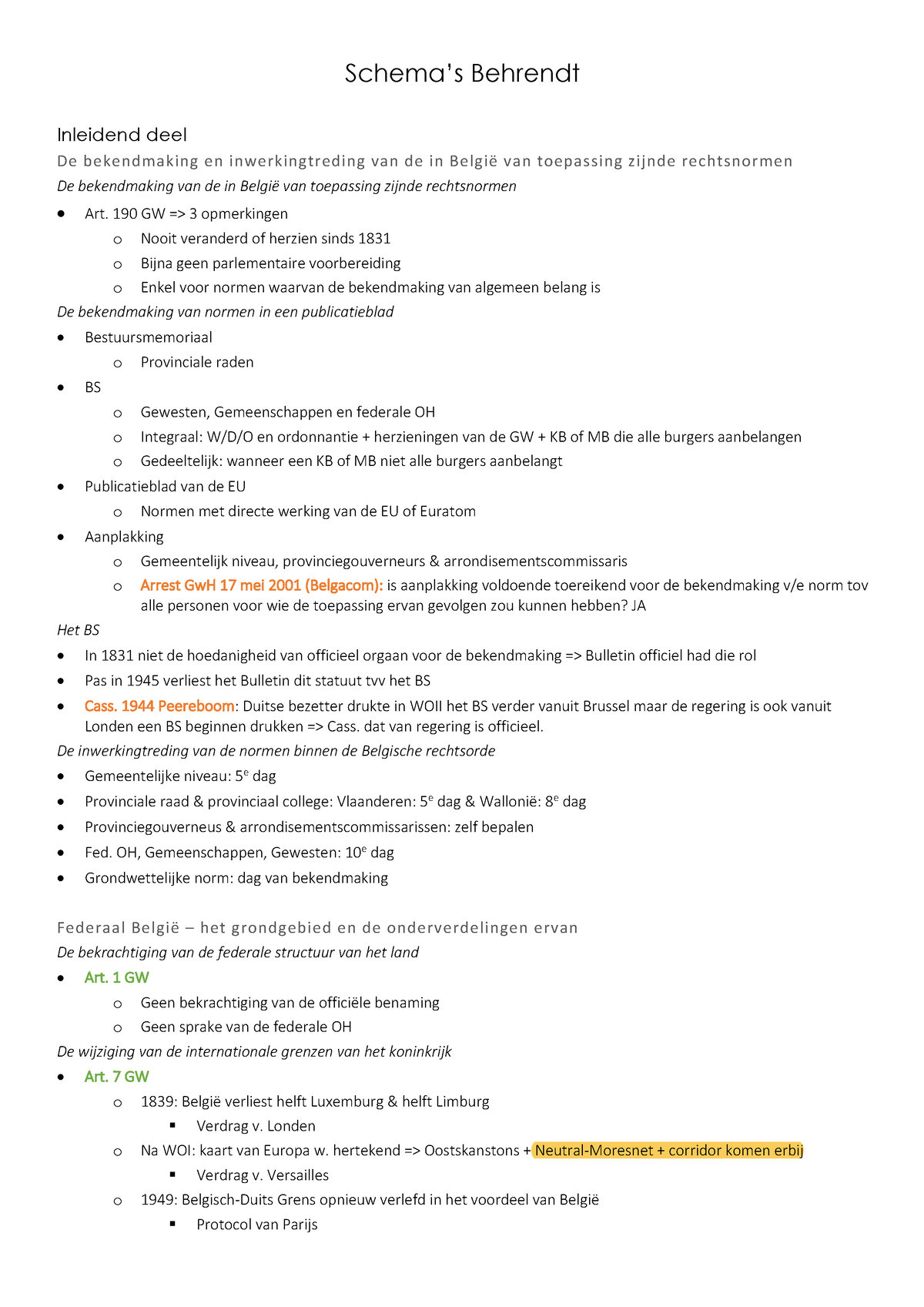 Schema's Behrendt - Korte Samenvatting Grondwettelijk Recht - Schema’s ...