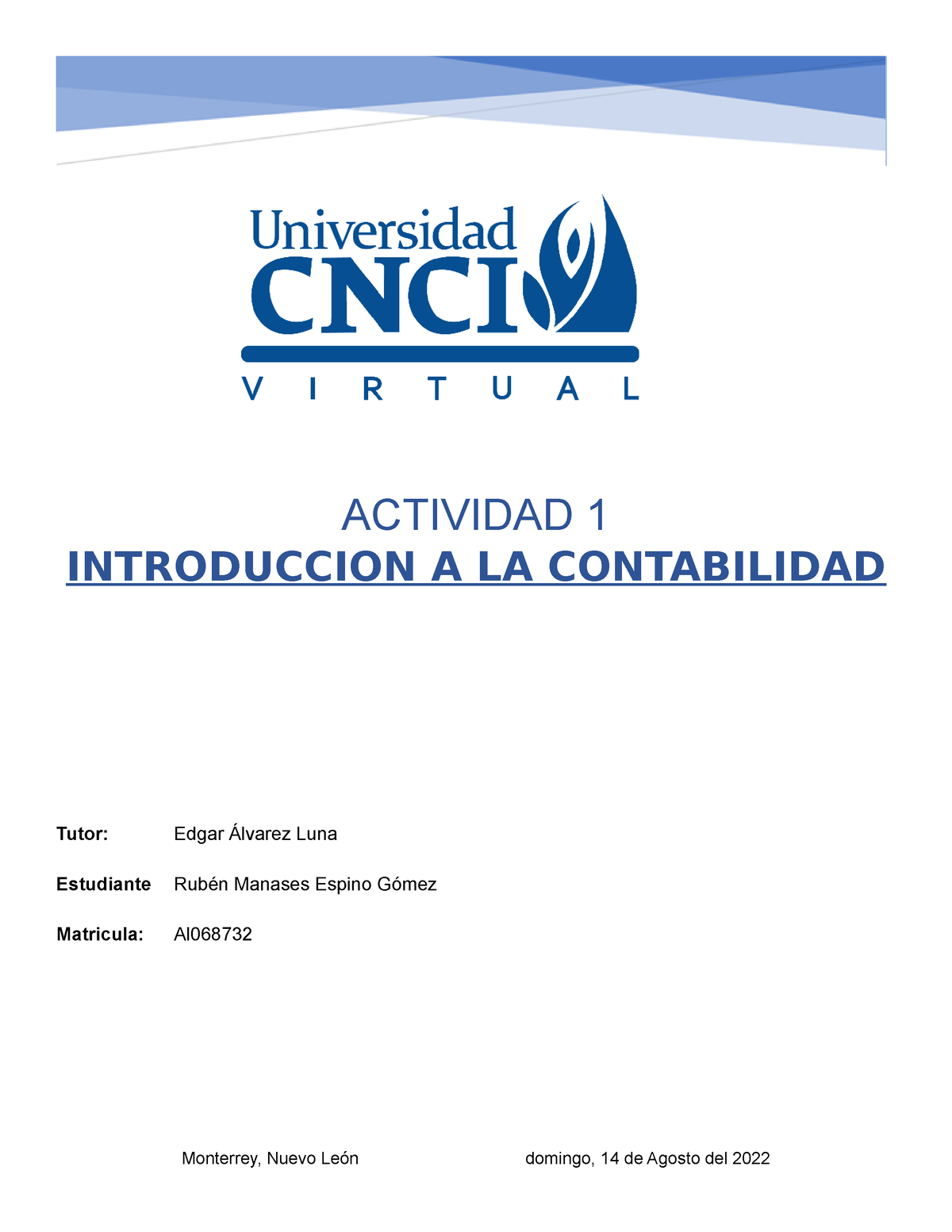 Actividad 1- Introduccion A LA Contabilidad - ACTIVIDAD 1 INTRODUCCION ...