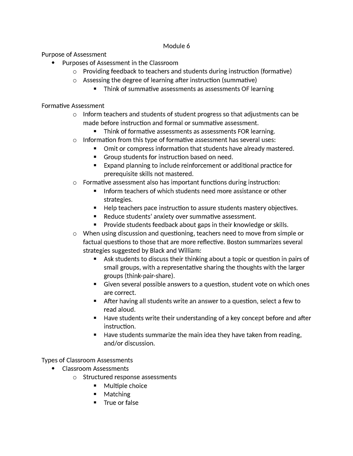 Module 6 - Education Basics - Module 6 Purpose Of Assessment Purposes ...