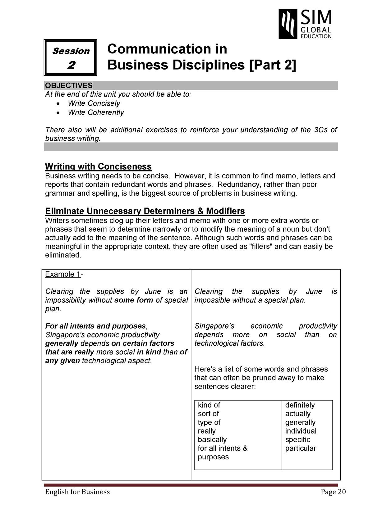 English For Business, Management Of Business Lesson2 - COM2101 - SIM ...