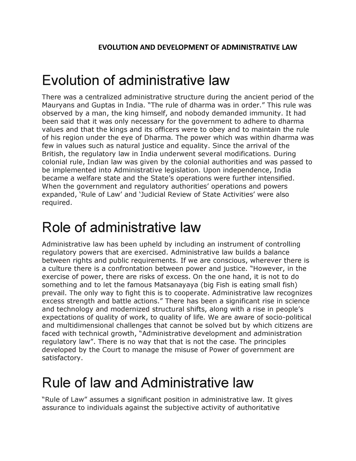 UNIT 1 Evolution AND Development OF Administrative LAW - EVOLUTION AND ...