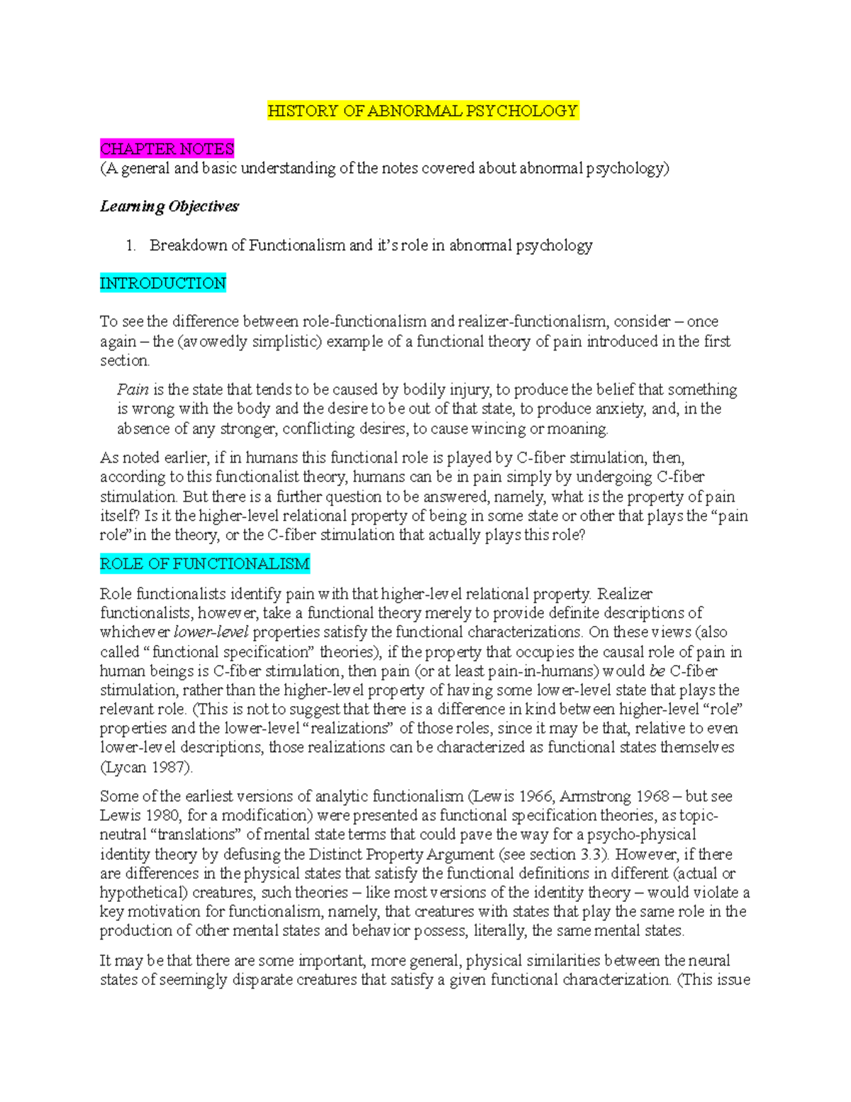 history of abnormal psychology essay