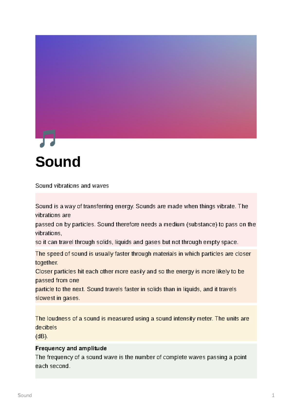 sound and hearing - Sound 1 🎵 Sound Sound vibrations and waves Sound is ...