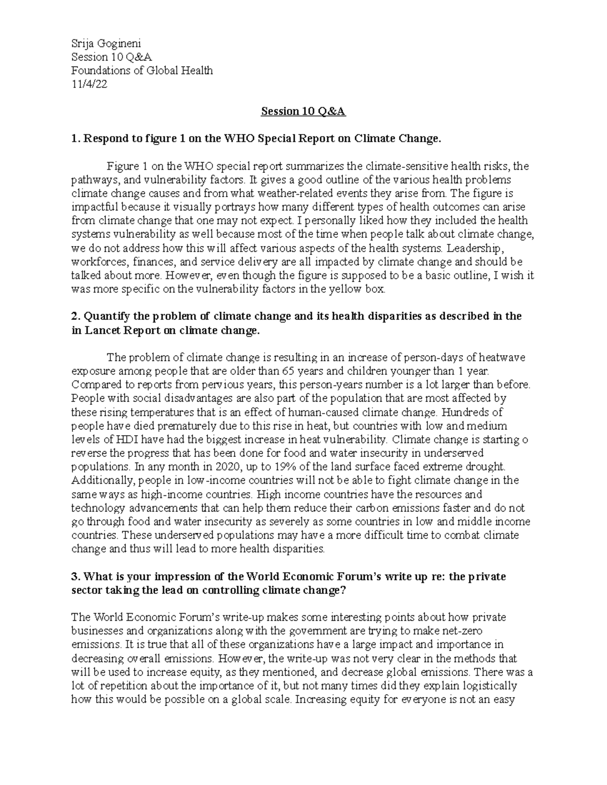 Session 10 Qand A Q and A weekly assignment Srija Gogineni Session