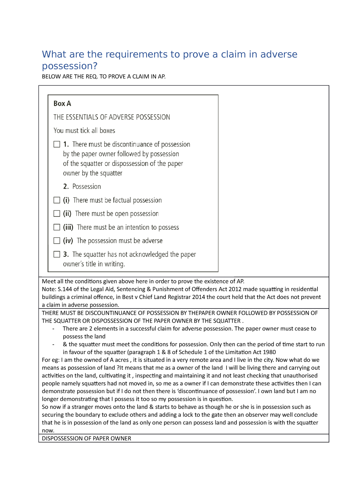 Full Solving Adverse Possession What Are The Requirements To Prove A Claim In Adverse 