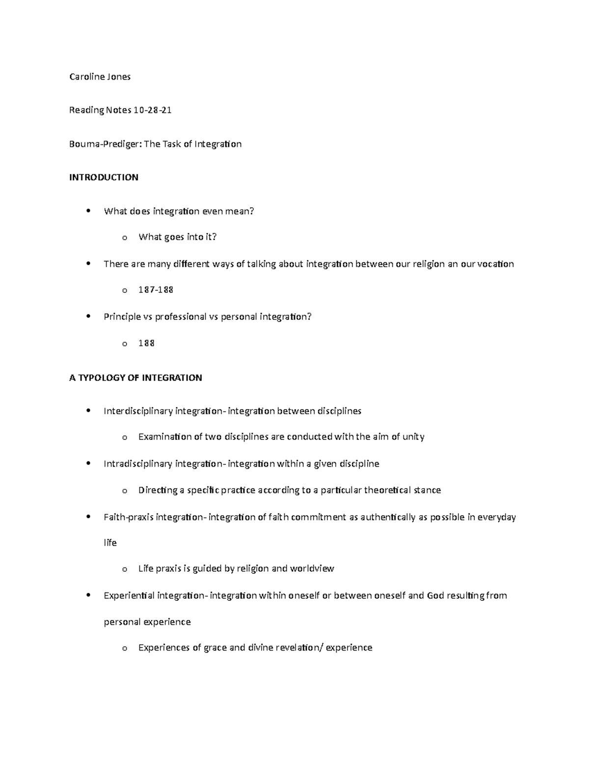 Bouma-prediger reading notes - Caroline Jones Reading Notes 10-28 ...