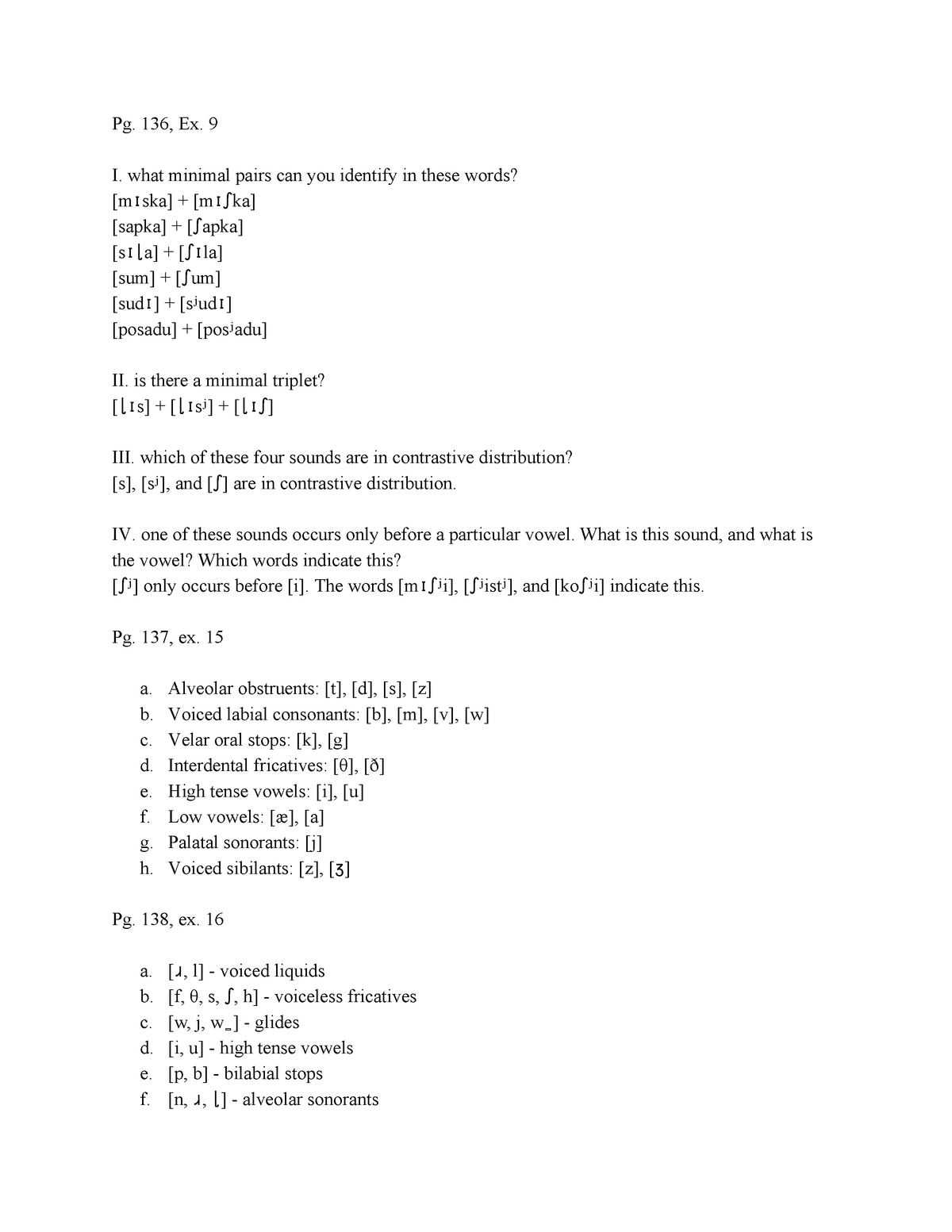Linguistics Homework 6 170d Wustl Pg 136 Ex What Minimal Pairs Can You Studocu