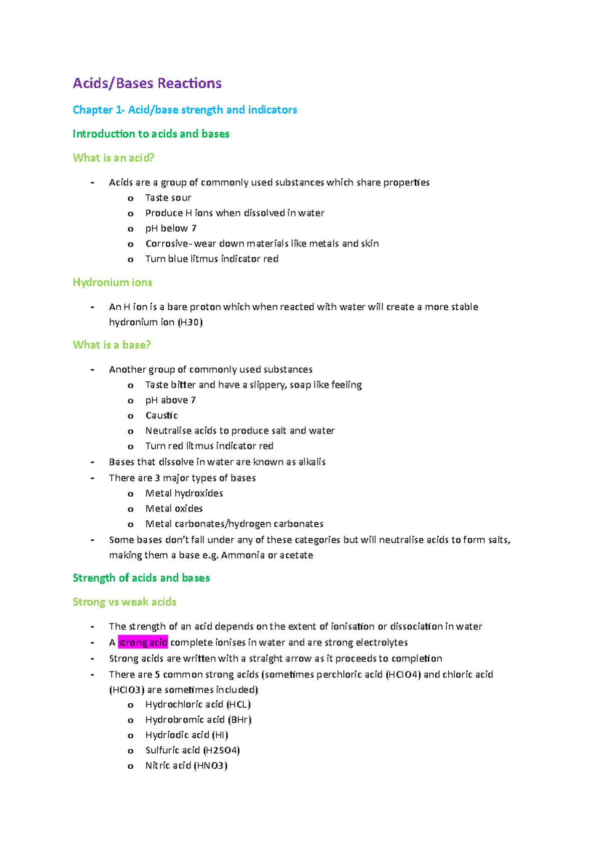 Chemistry Module 6- Acids Base Reaction - Acids/Bases Reactions Chapter ...