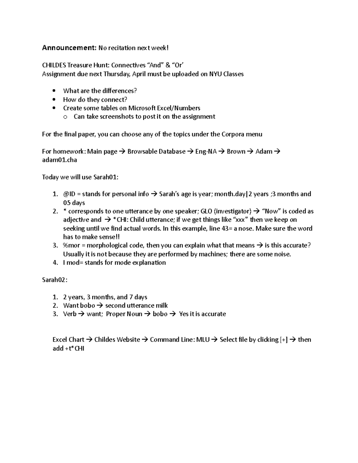 Recitation 1 - NYU Assignment - Announcement: No recitation next week ...