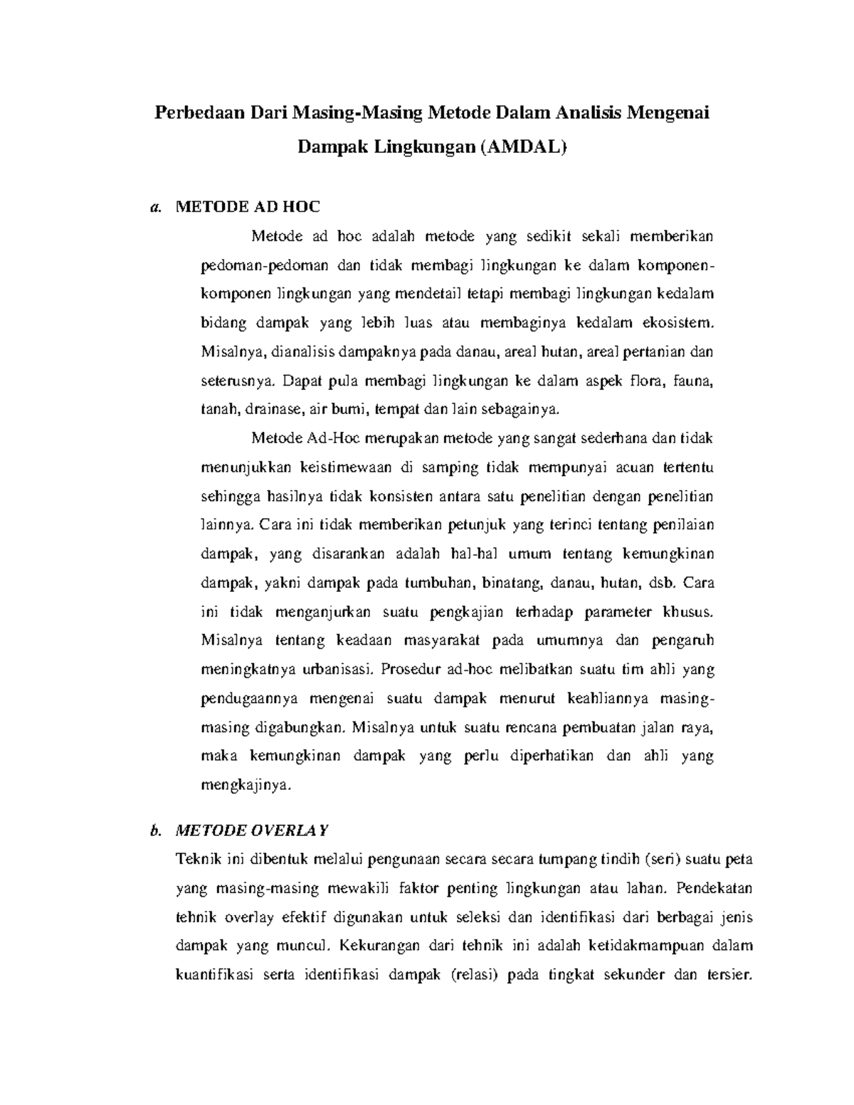 Perbedaan Dari Metode-Metode Dalam Analisis Mengenai Dampak Lingkungan ...