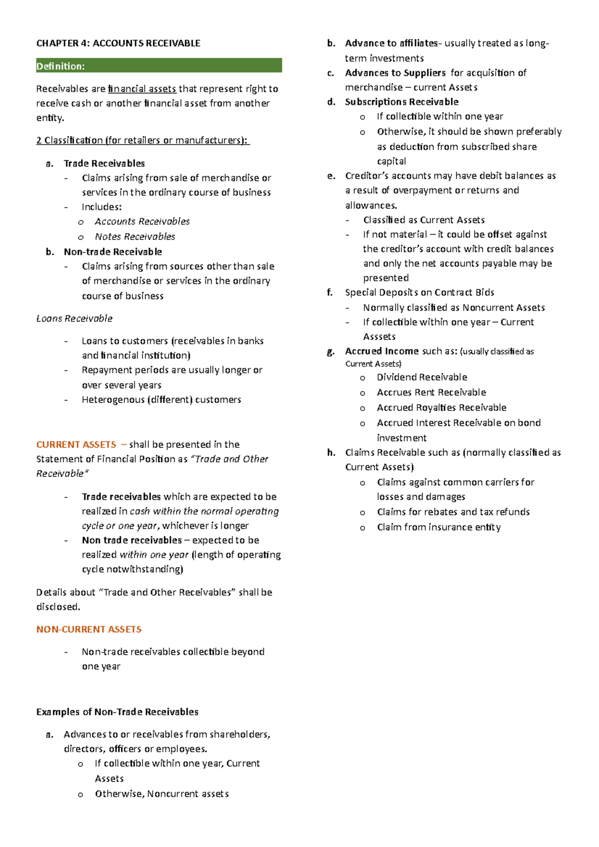 Chapter 4 Receivables - CHAPTER 4: ACCOUNTS RECEIVABLE Definition ...