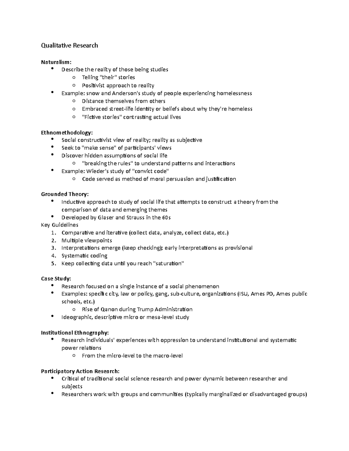 Qualitative Research - Lecture notes 14-18 - Qualitative Research ...