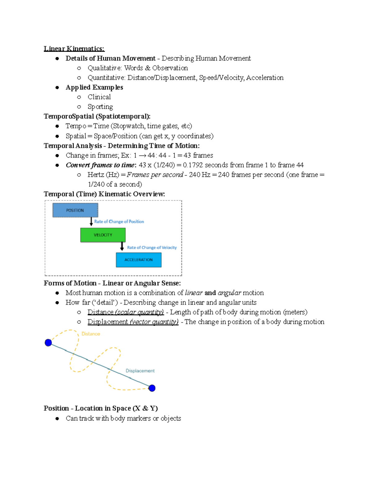 Kines Linear Kinematics Linear Kinematics Details of Human