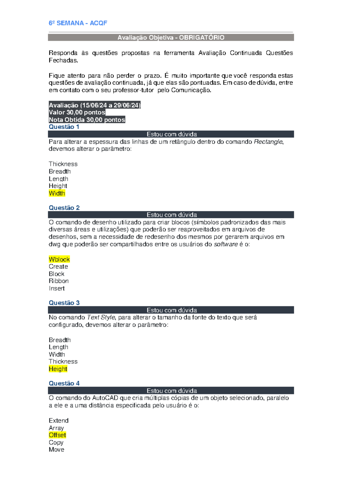 6º Semana - Prática Laboratorial EM Desenho Técnico Assistido POR ...