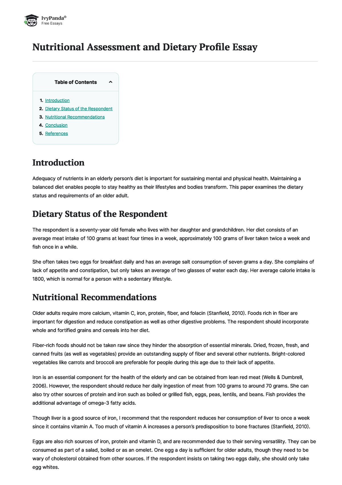 importance of nutrition assessment essay