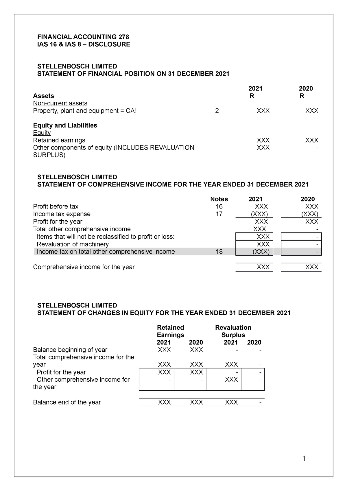 IAS 16 - Disclosure Template - PPE And IAS 8 - 2023 - FINANCIAL ...