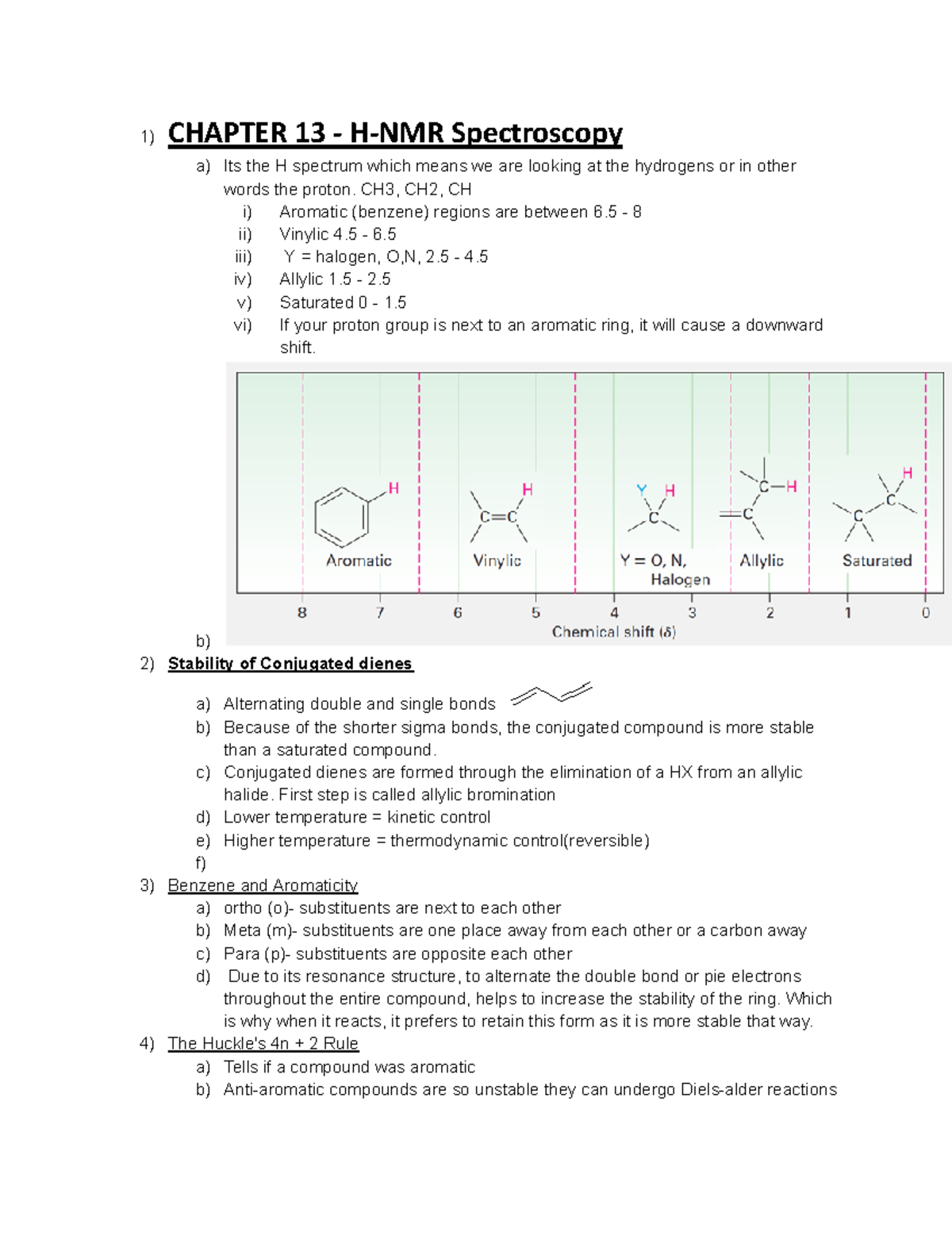 Organic Chemistry Topics 1) CHAPTER 13 HNMR Spectroscopy a) Its