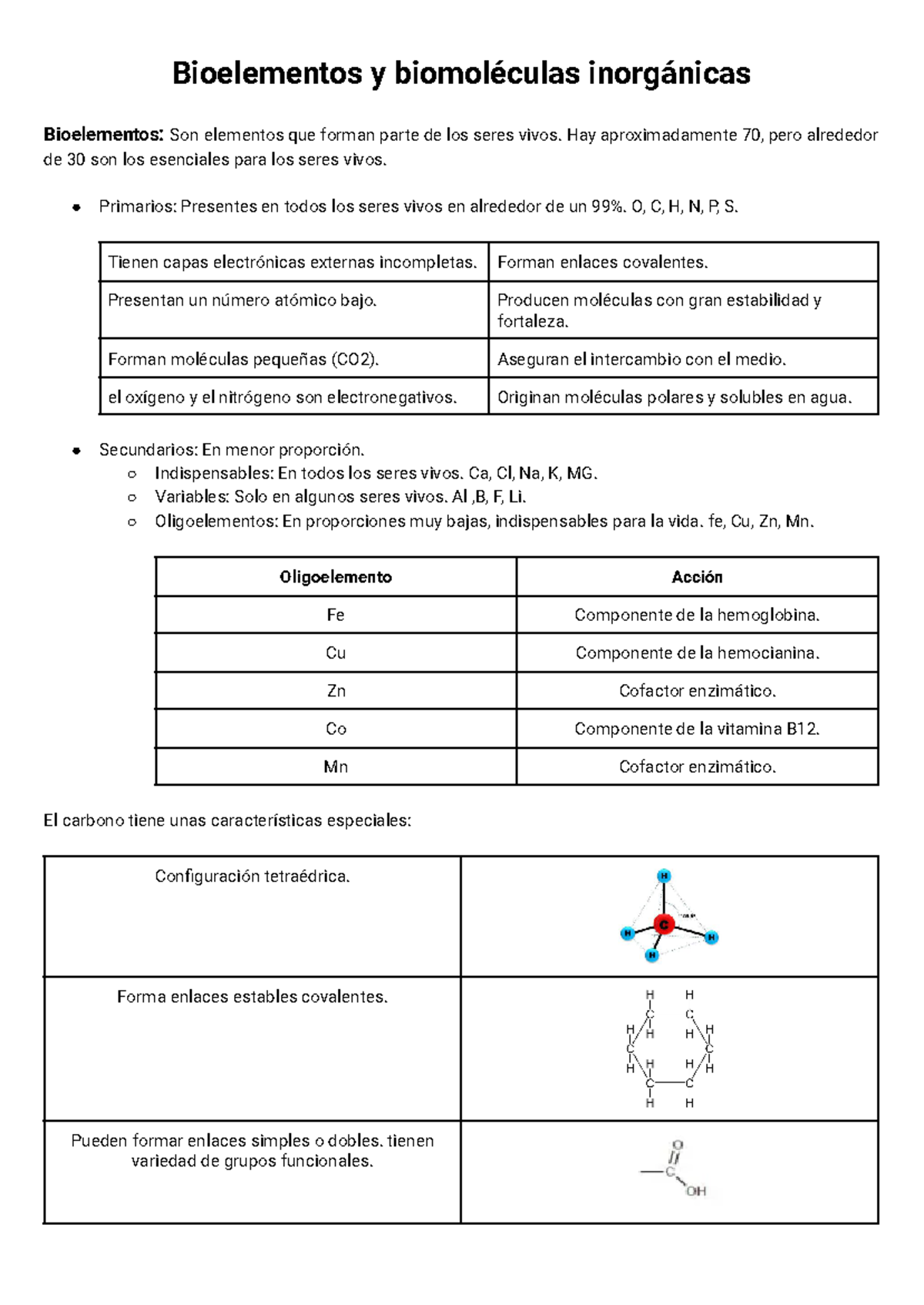 Bioelementos y biomoléculas inorgánicas - Bioelementos y biomoléculas ...