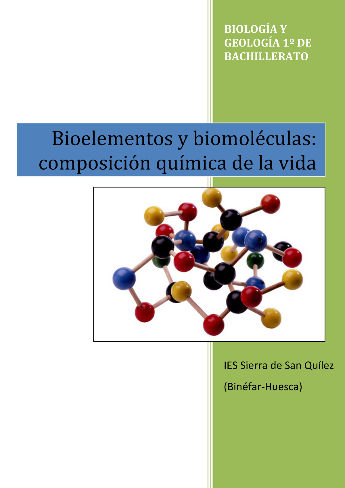 Bioelementos Y Biomoléculas - Biologia - BIOLOGÍA Y GEOLOGÍA 1º DE ...