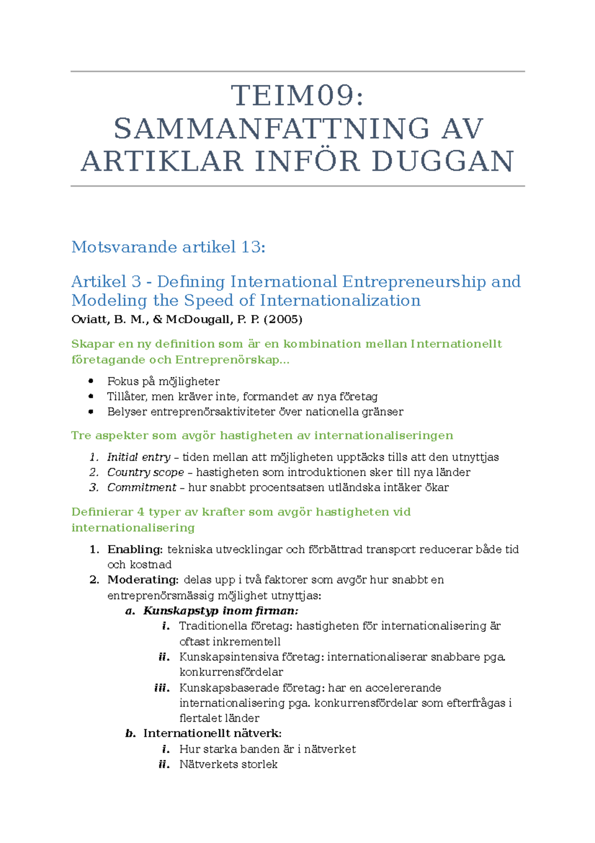 TEIM09 Sammanfattning 2019 Dugga - TEIM09: SAMMANFATTNING AV ARTIKLAR ...