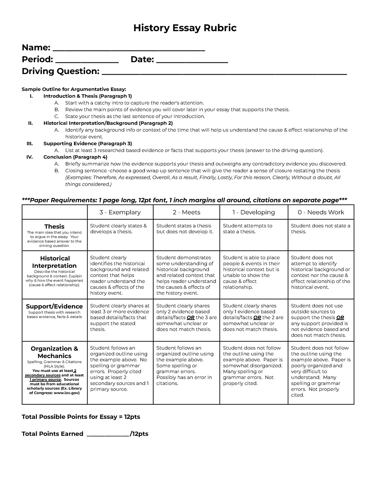 vcaa history essay rubric