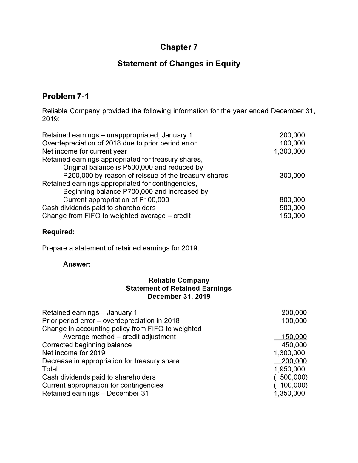 Statement Of Changes In Equity Required 3 Pdf Free Chapter 7 