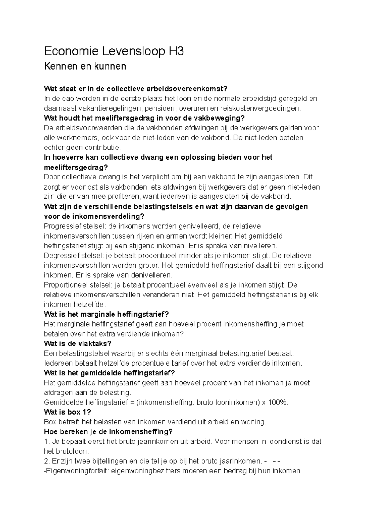 H3 - Samenvatting Hoofdstuk 3 Levensloop Economie - Economie Levensloop ...