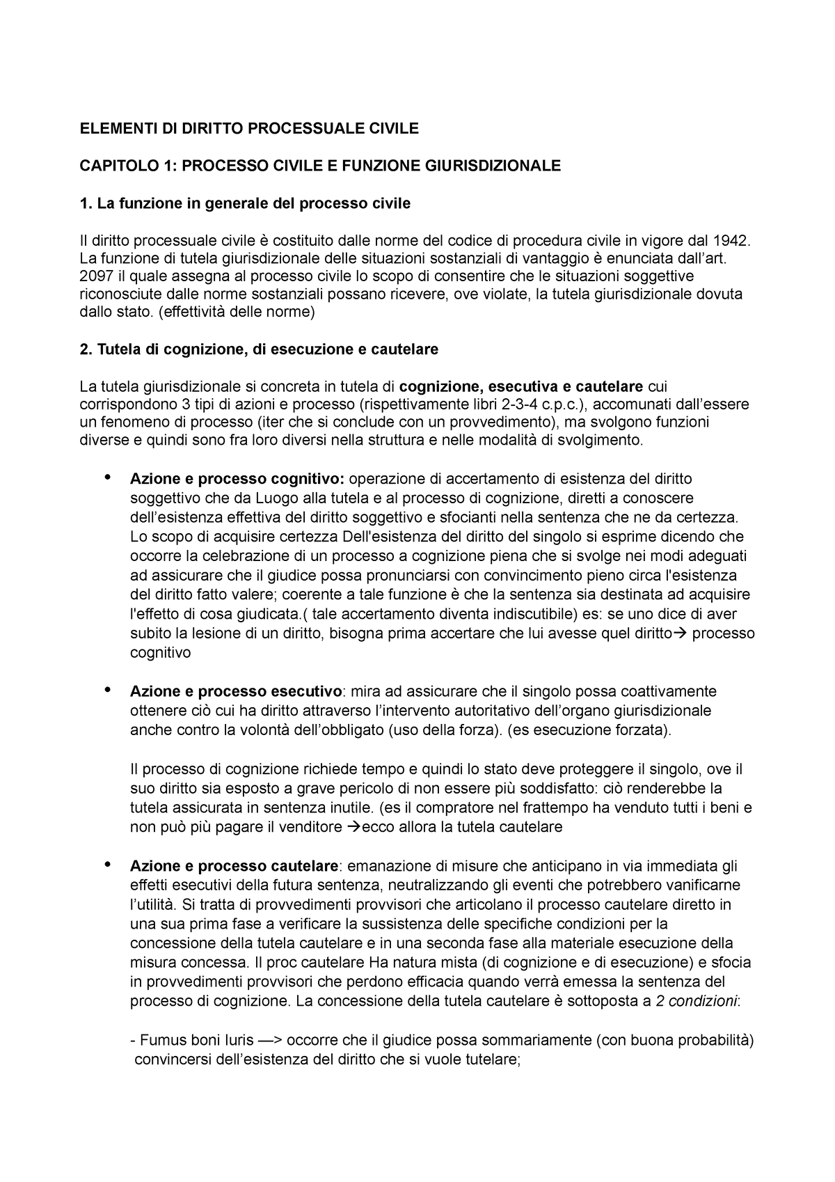 Proc Civ 1 - Appunti Di Lezione - ELEMENTI DI DIRITTO PROCESSUALE ...