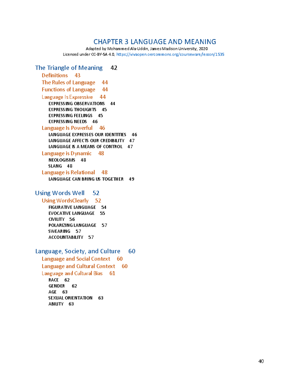 Chapter 3 Verbal Communication CHAPTER 3 LANGUAGE AND MEANING