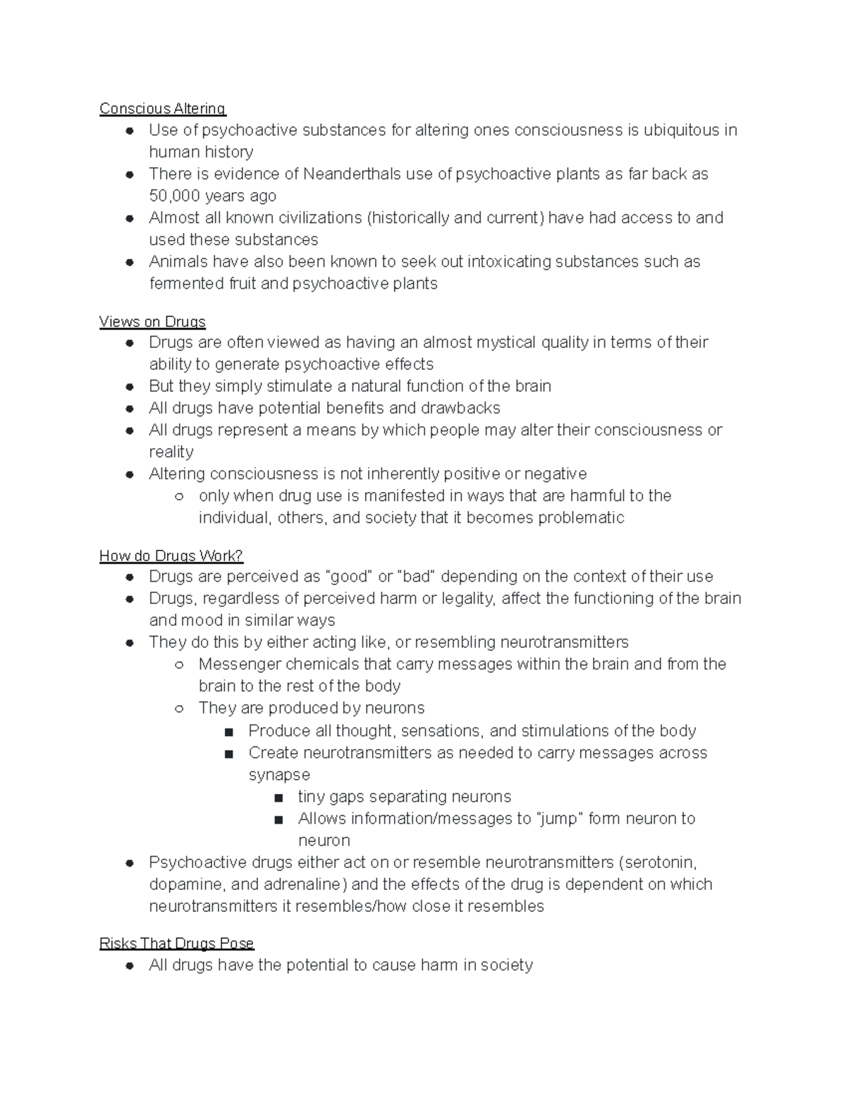 SOC3190 Drug Effects - Conscious Altering Use of psychoactive ...