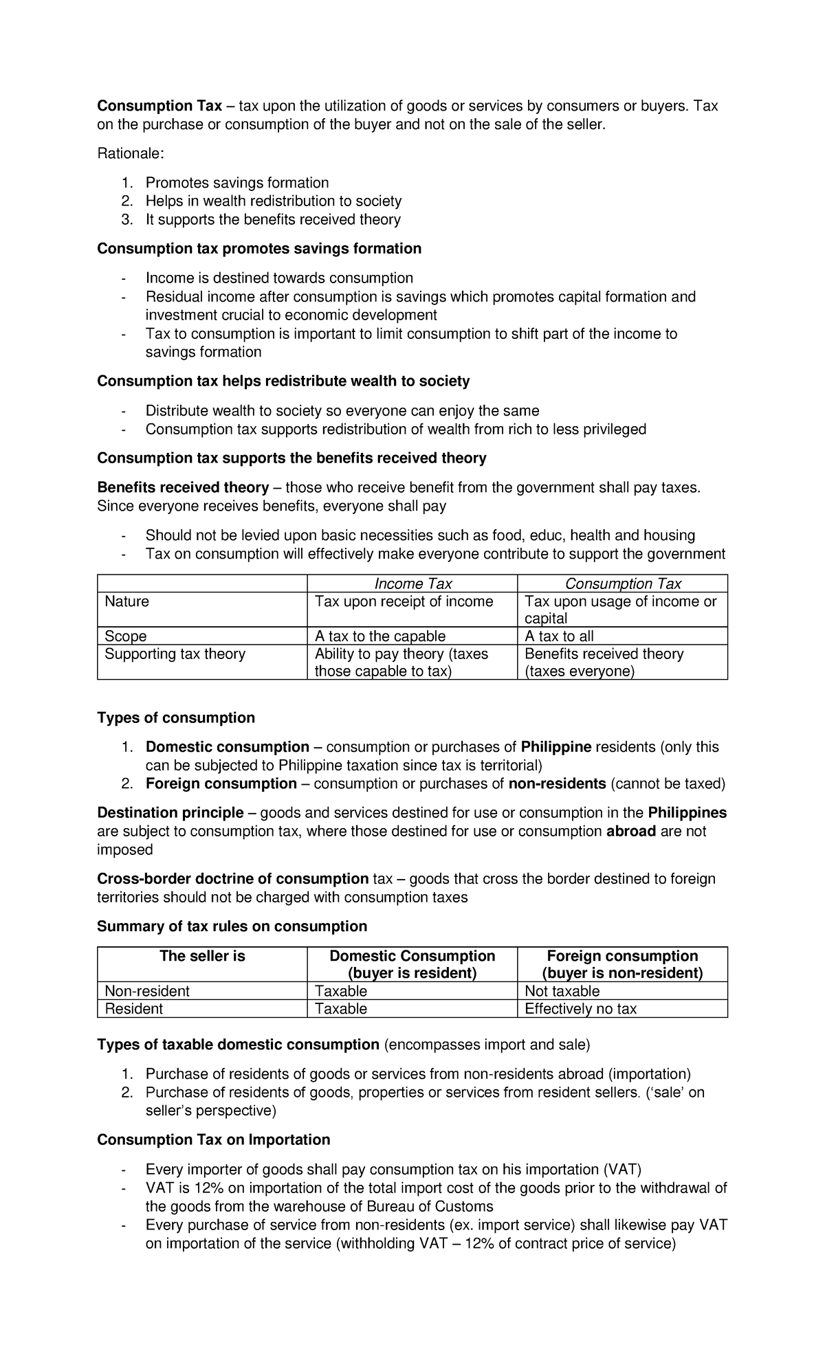 TAX Notes - Consumption Tax – tax upon the utilization of goods or ...