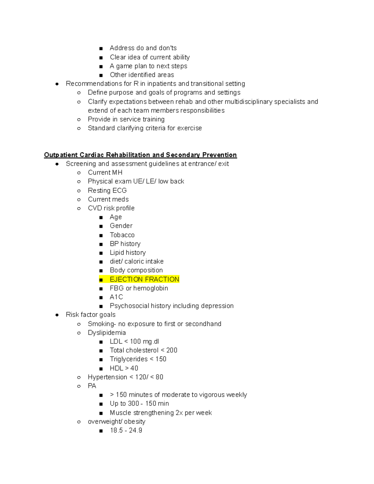 CR 1 - notes for exam 2 - ¥ Address do and don'ts ¥ Clear idea of ...