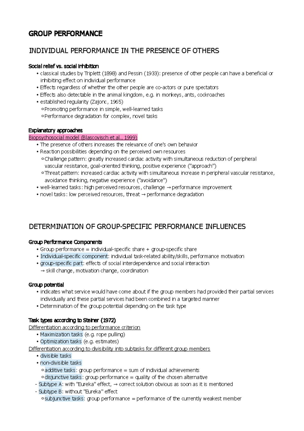 Lecture notes 6 - Group performance - GROUP PERFORMANCE INDIVIDUAL ...