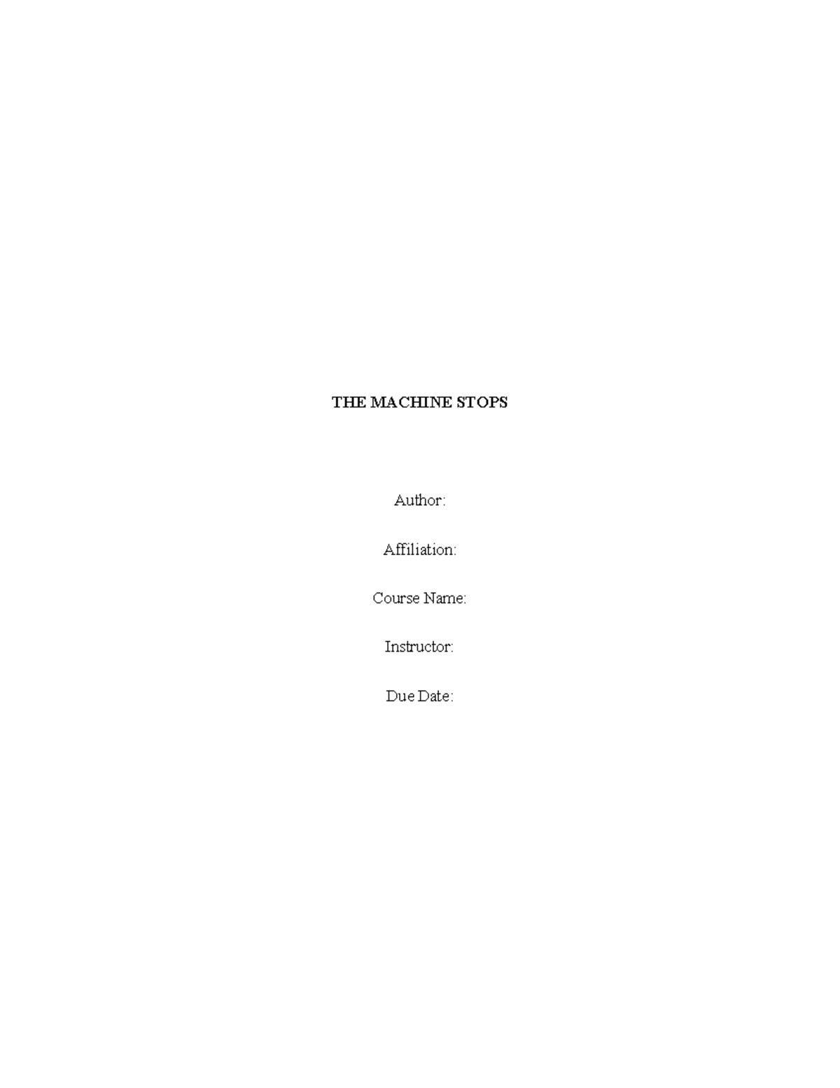 the machine stops theme essay