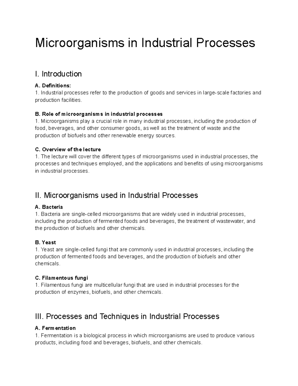 Microbiology (BIO2010 ) Lecture 59 in Industrial