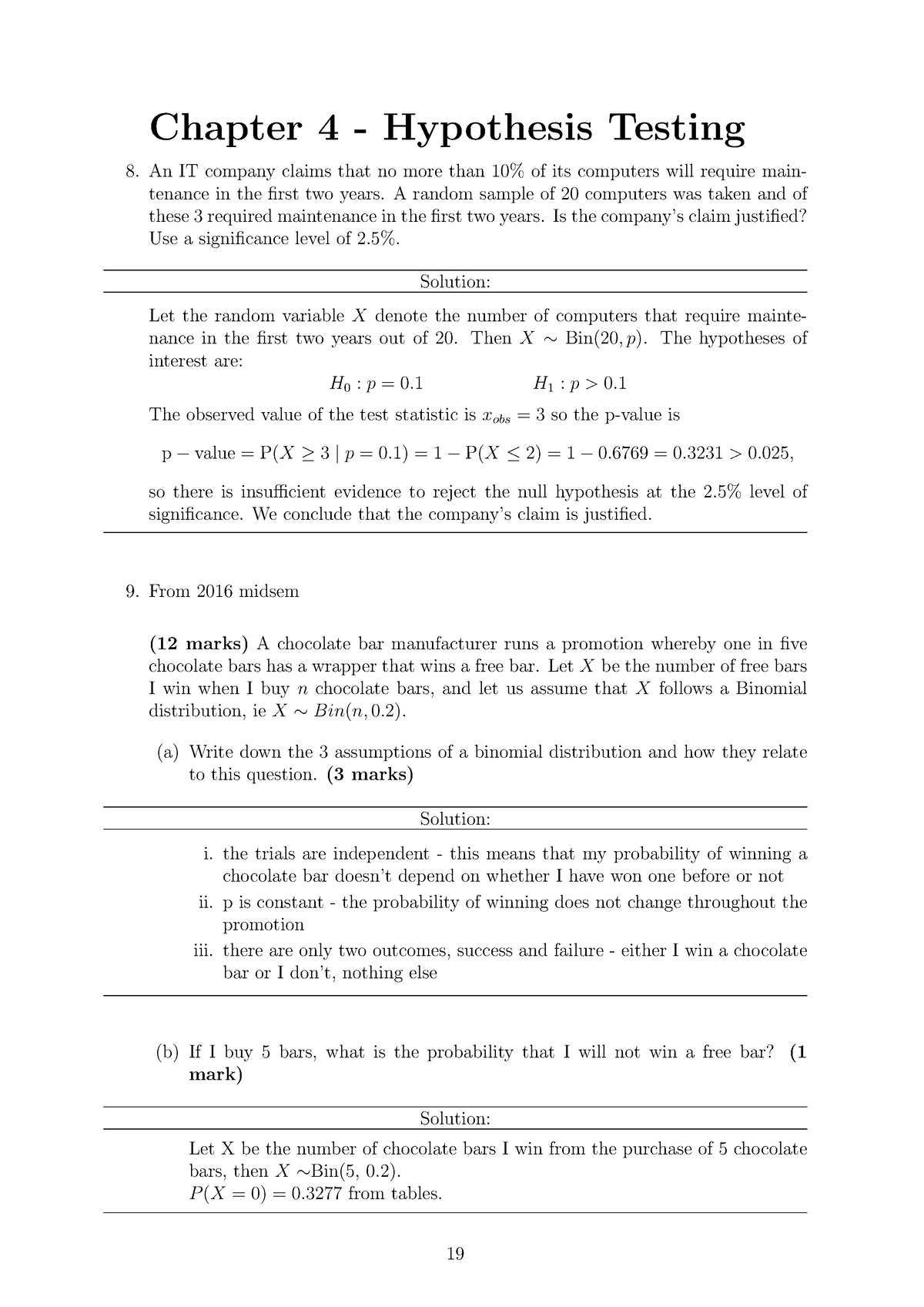 hypothesis testing questions and solutions pdf