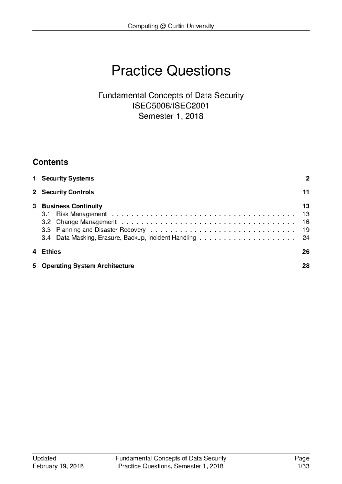 Questions 2018 0219 - Notes for Fundamentals of data security ...