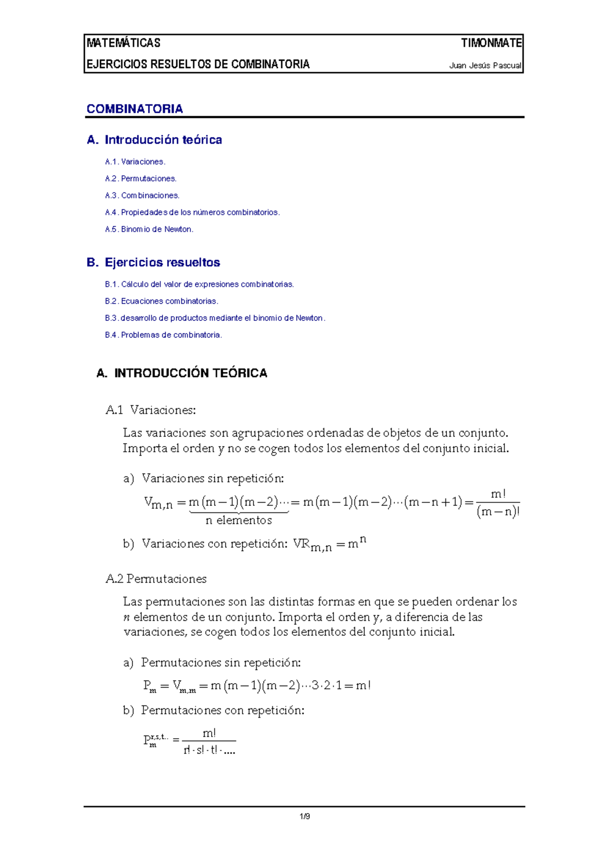 Combinatoria Resueltos - TIMONMATE EJERCICIOS RESUELTOS DE COMBINATORIA ...