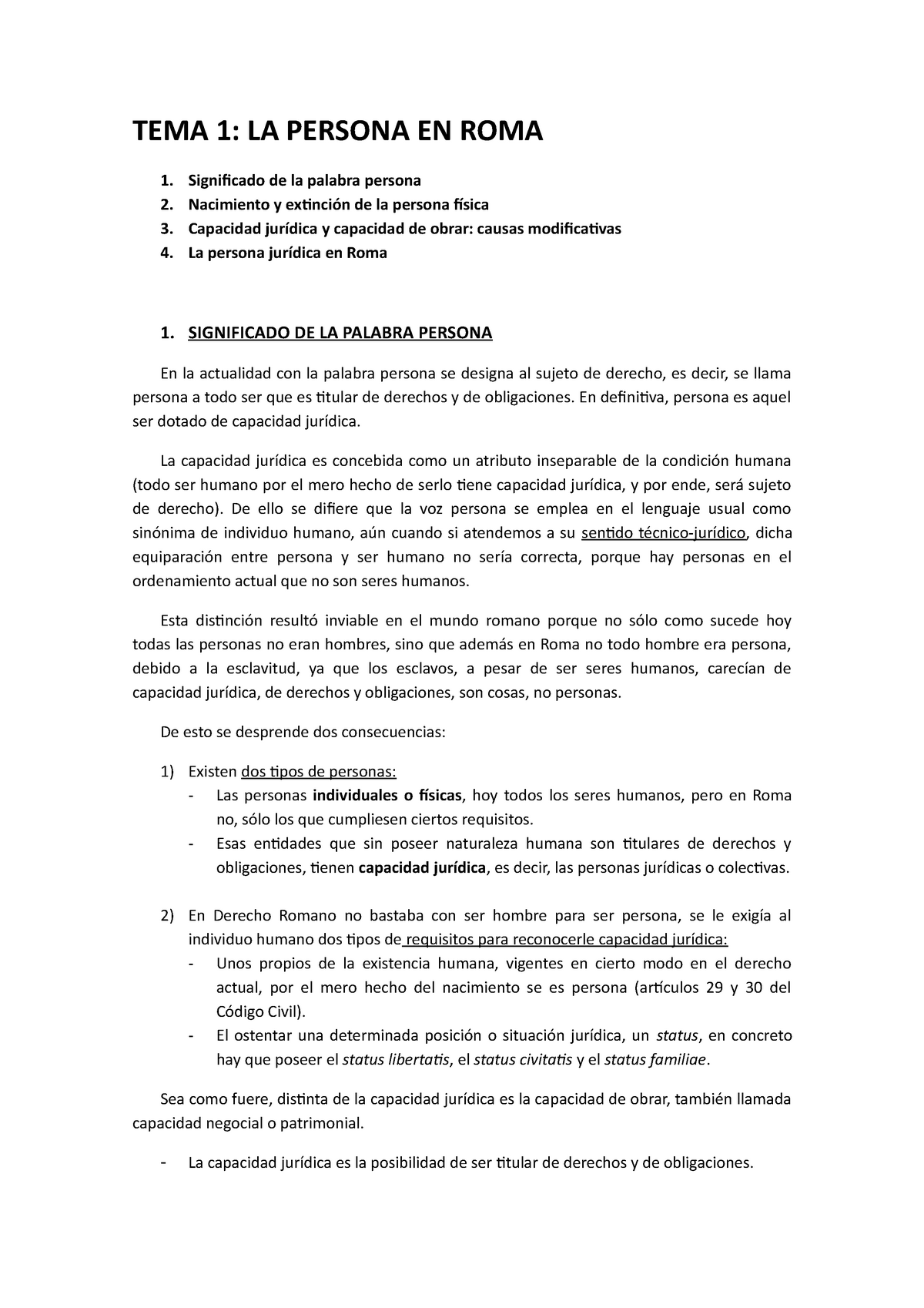 T1 La Persona En Roma Apuntes Tema 1 La Persona En Roma 1 Significado De La Palabra 0392