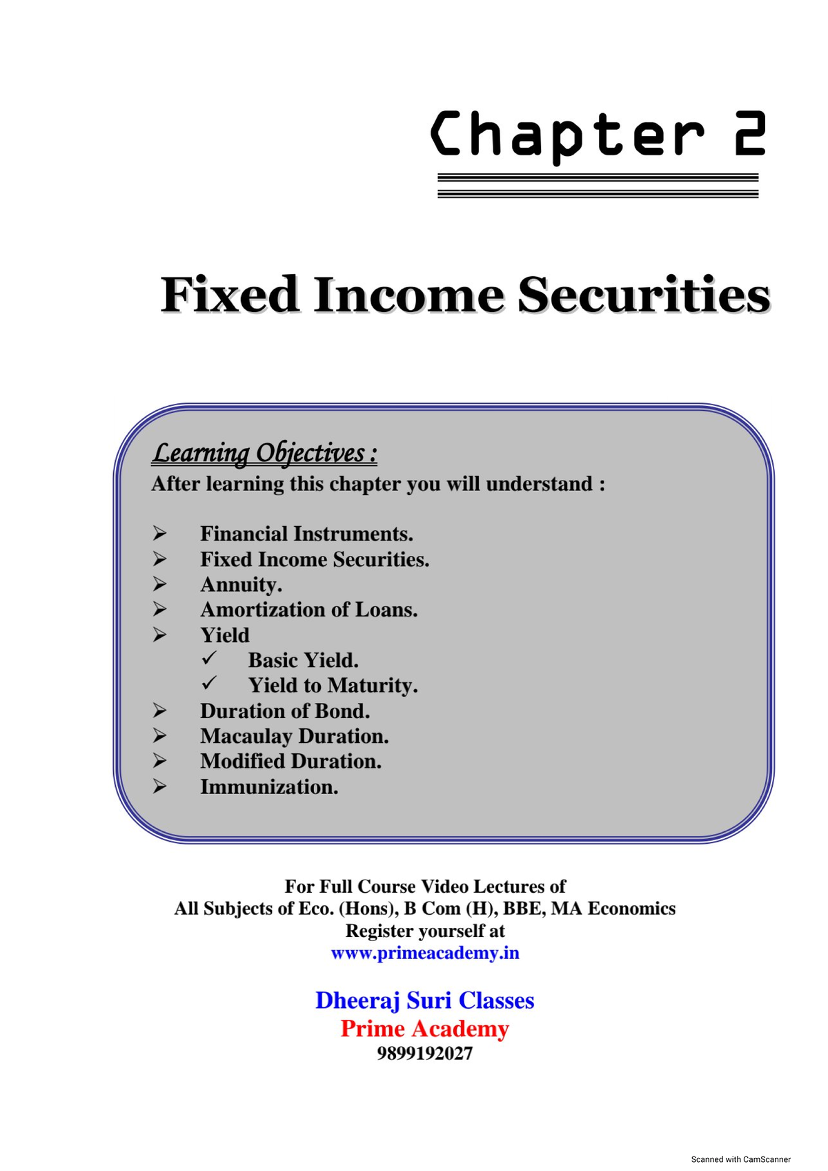 Chapter 2 Fixed Securities Economics hons Studocu
