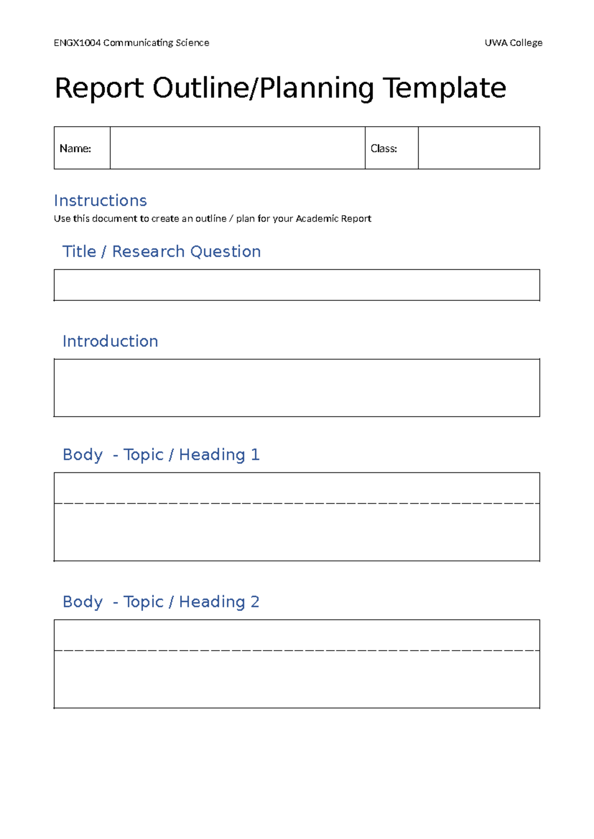(W6-2) Report Outline Template - Computer - ENGX1004 Communicating ...
