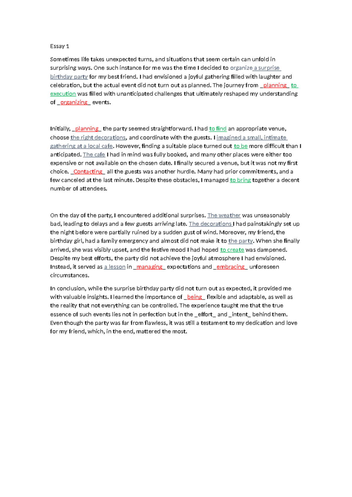 Portafolio avanzado 5 - Essay 1 Sometimes life takes unexpected turns ...