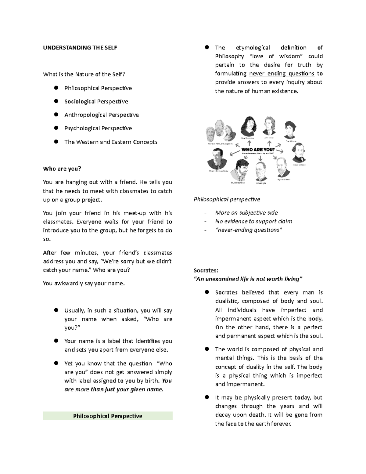 Philosophical Perspectives Philosophical Perspective Sociological