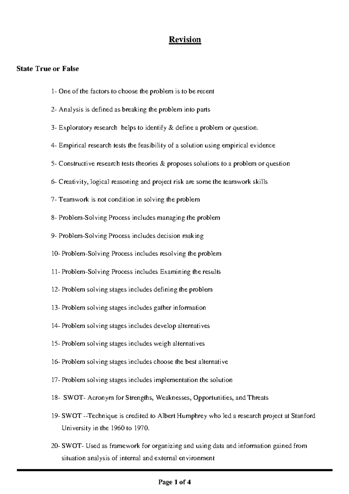 Revision - bdfbdfbb - Revision State True or False 1- One of the ...