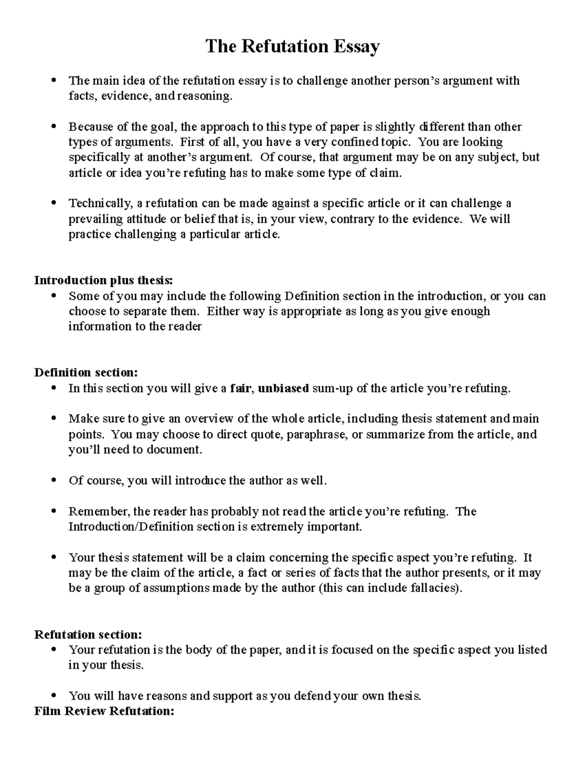 refutation essay outline