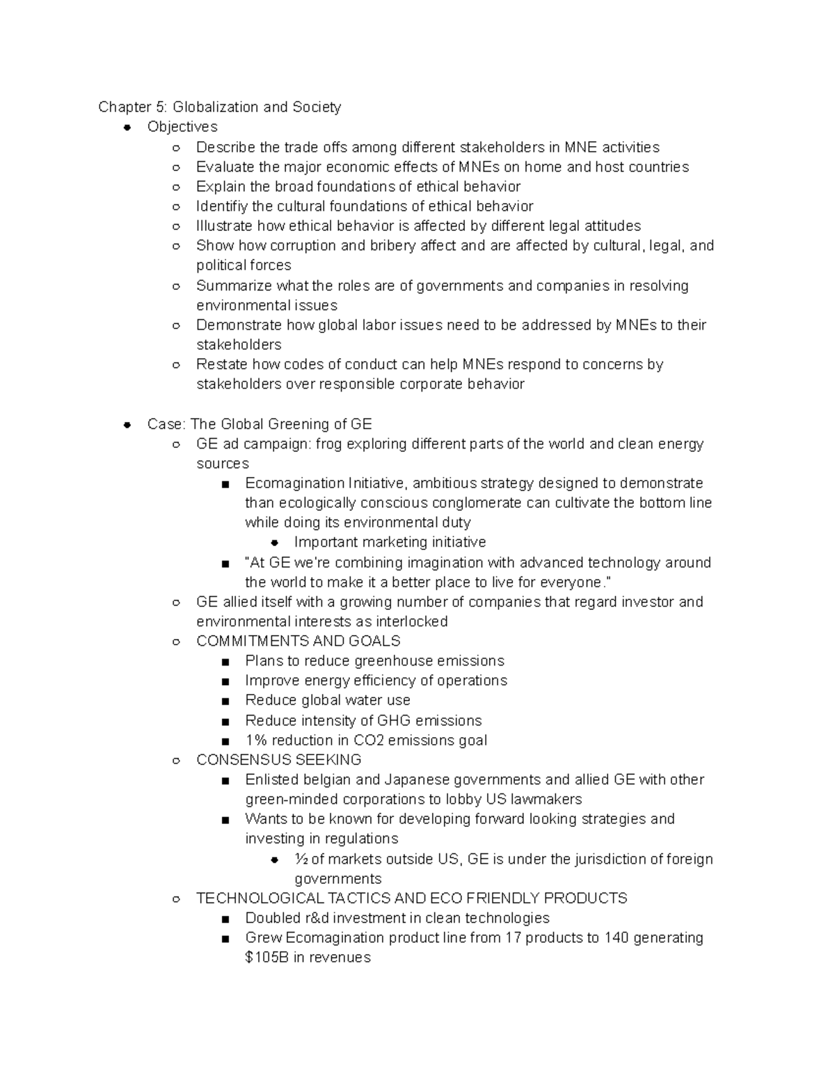 Chapter 5 Notes - Chapter 5: Globalization and Society Objectives ...