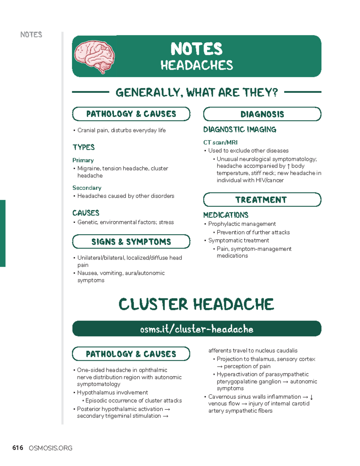 Headaches Neurology Course Notes Generally What Are They Notes Headaches Cranial Pain