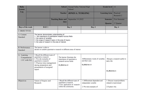 Practical Research 1 COT - GRADE 1 to 12 DAILY LESSON LOG School GUISAD ...